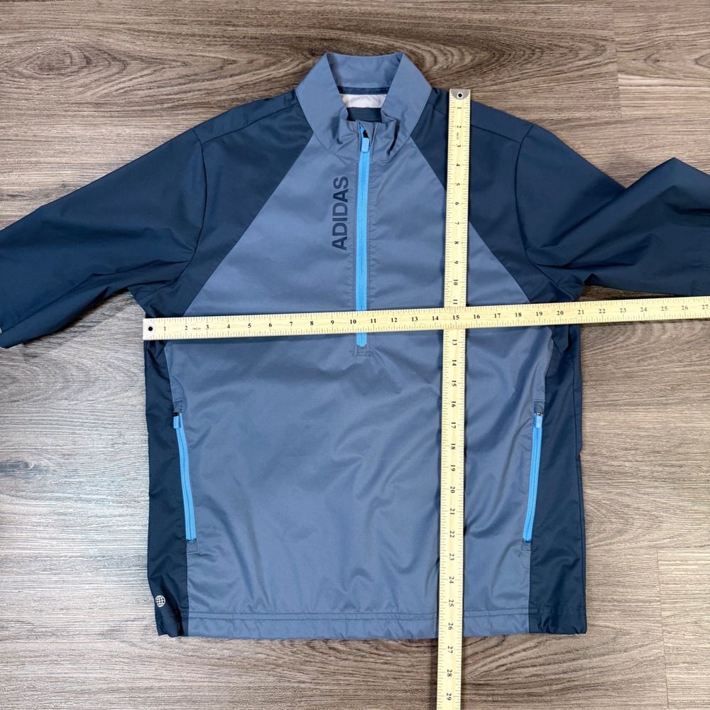 Adidas Men Short Sleeve Golf Pullover Jacket Blue Quarter Zip Size S Windbreaker - Picture 4 of 5